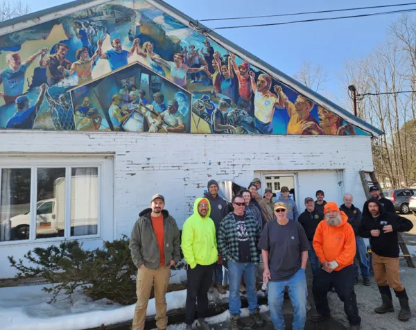 Work Crew. IBEW 567 Apprentices and LIUNA 327 members in front of union hall